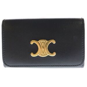 Celine Triomphe 6-row Leather Key Case Black X Gold